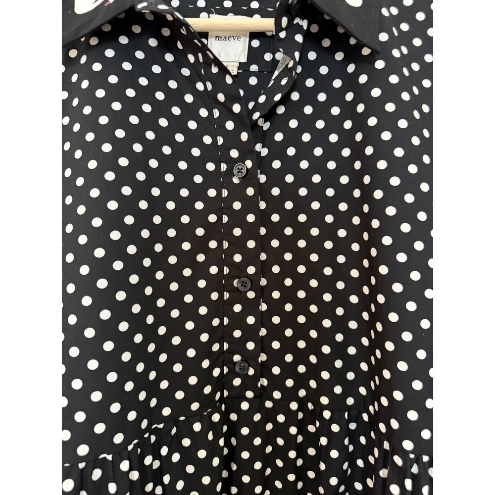 Anthropologie Maeve Bettina Tiered Cotton Midi Dress Polka Dot Swan Size S - Picture 11 of 11